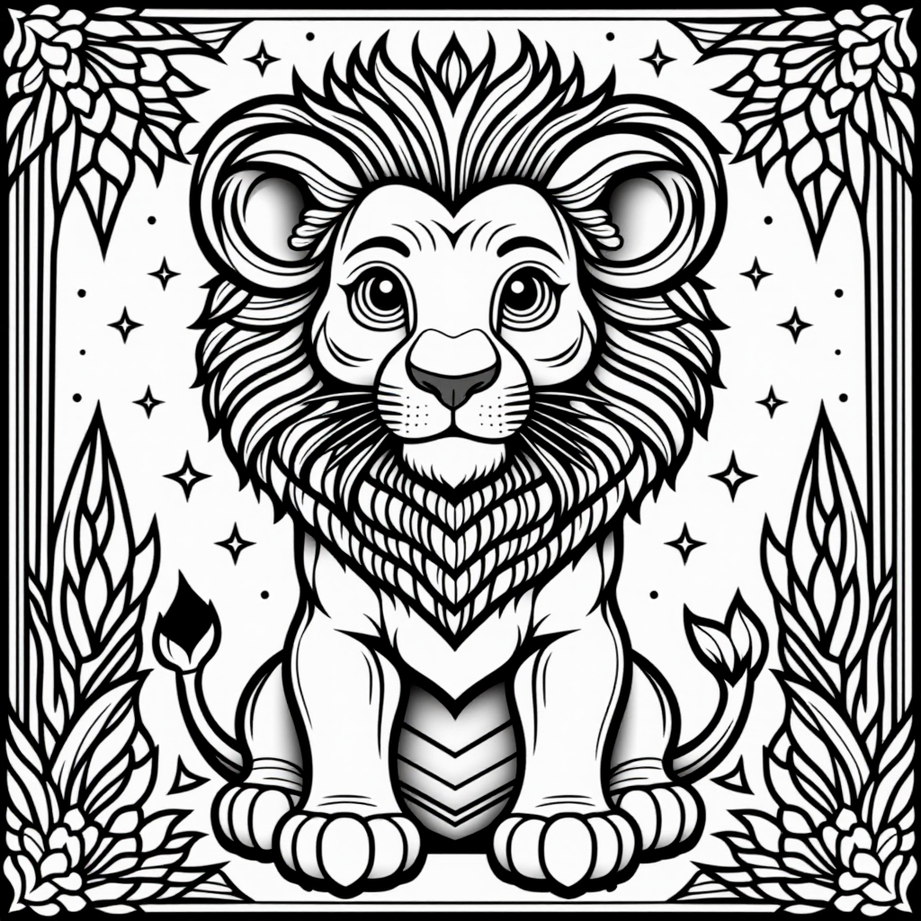 Simba The Lion Cub With Stars Vintage Style