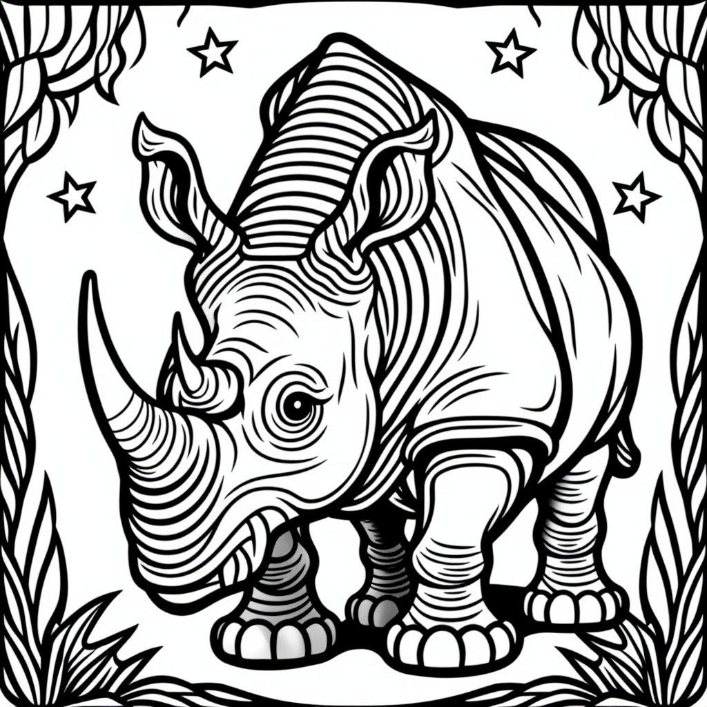 Rhino Standing Proud With Stars
