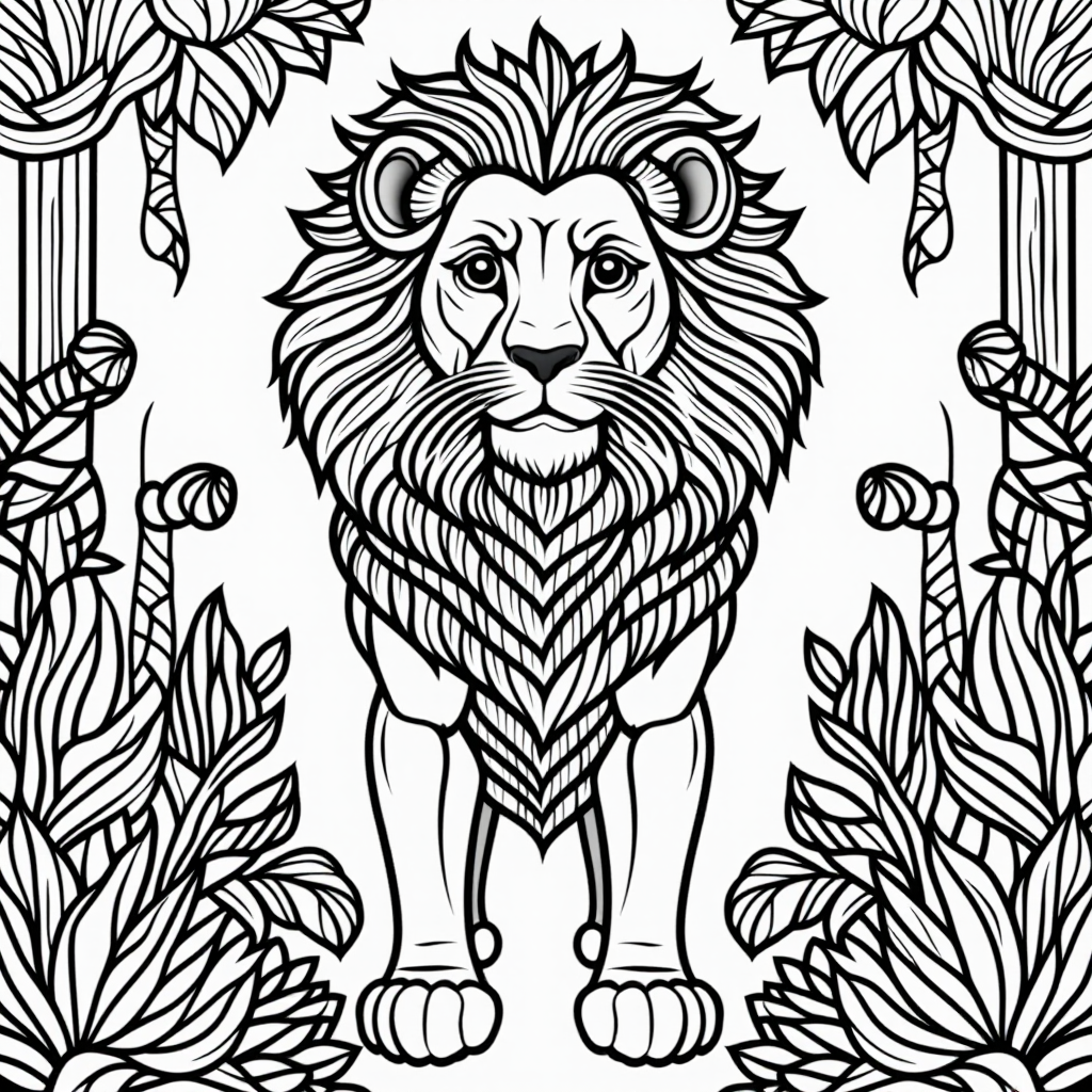 Scar The Lion In A Garden Detailed Illustration