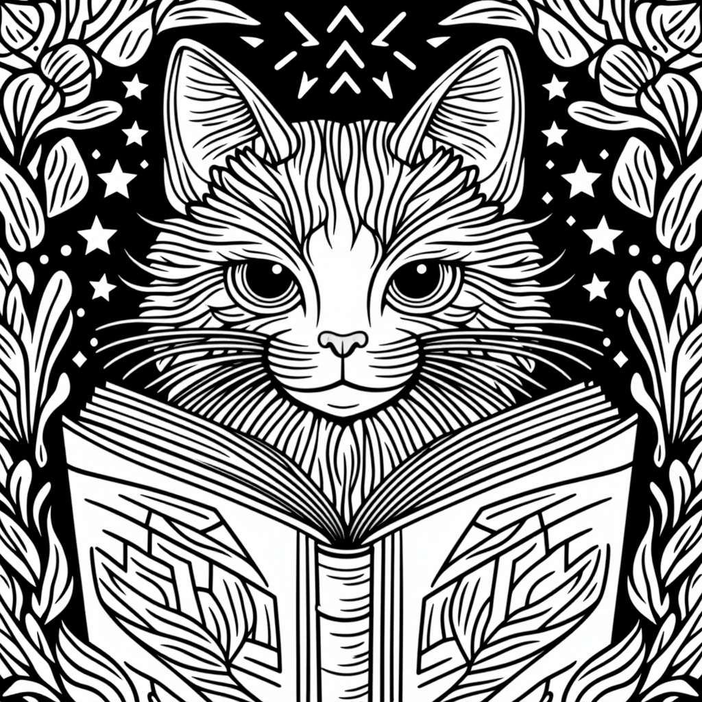 Barn Cat With Stars Storybook Illustration