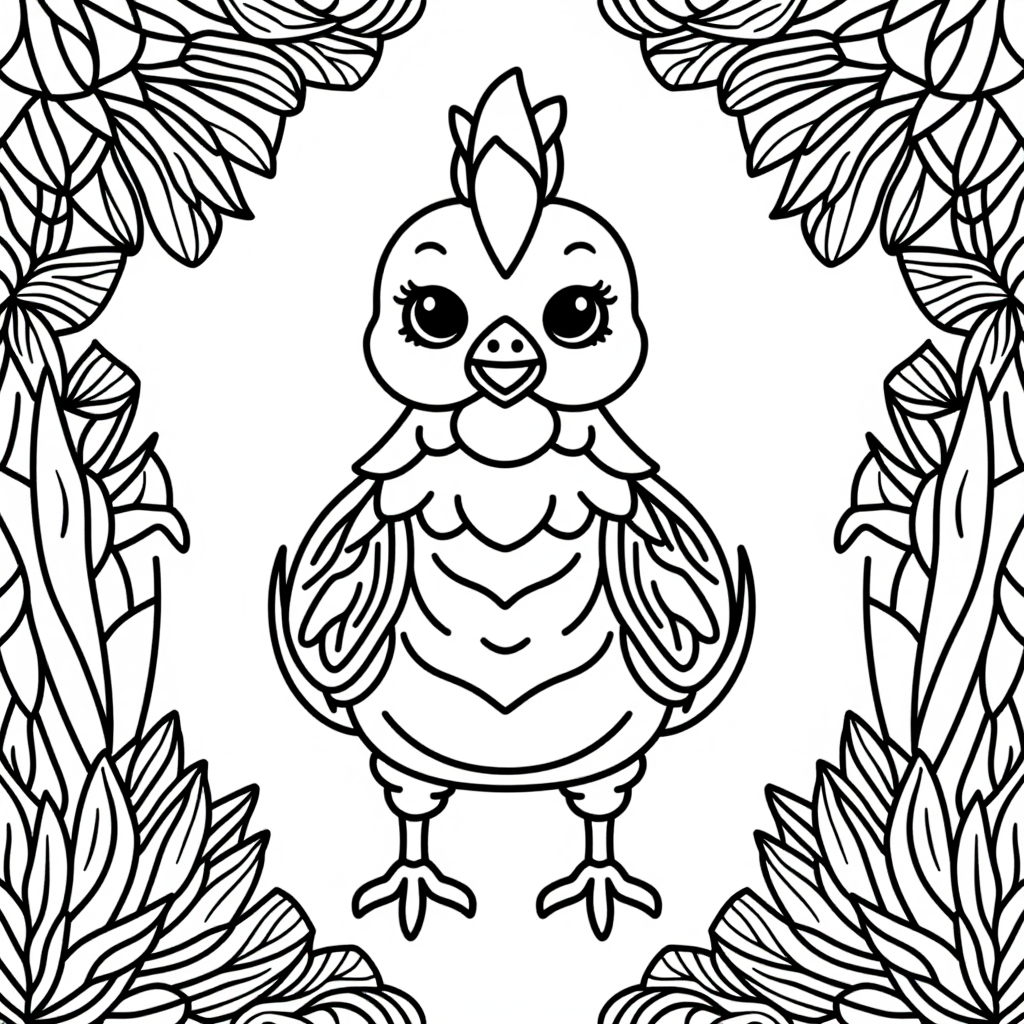 Chicken Little In Nature Simple Line Art