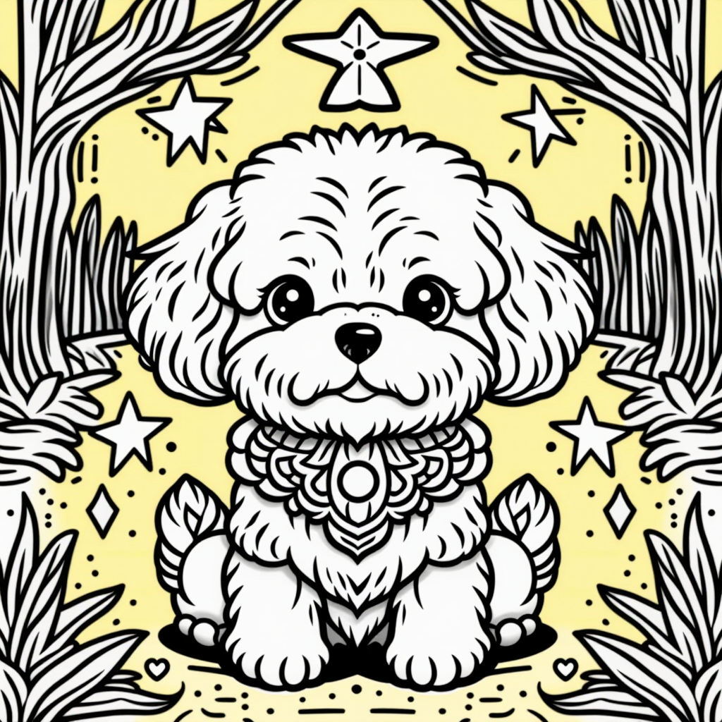 Farm Dog With Stars Chibi Style