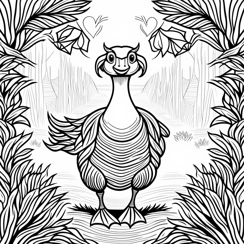 Goose Walking In Nature Detailed Illustration
