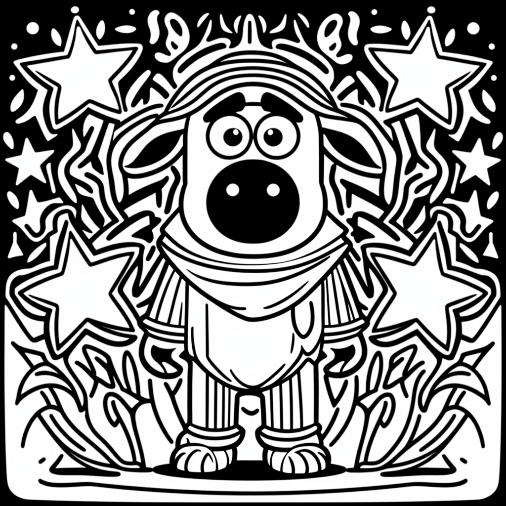 Shaun The Sheep With Stars Chibi Style