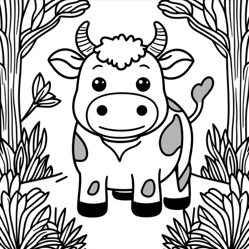 Cute Cow With Spots Storybook Illustration
