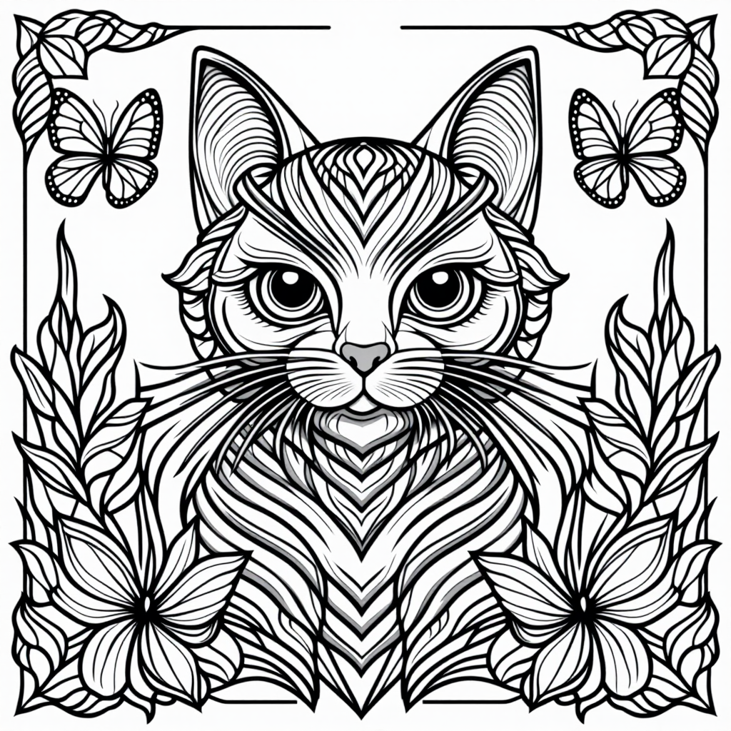 Barn Cat With Butterflies Vintage Style