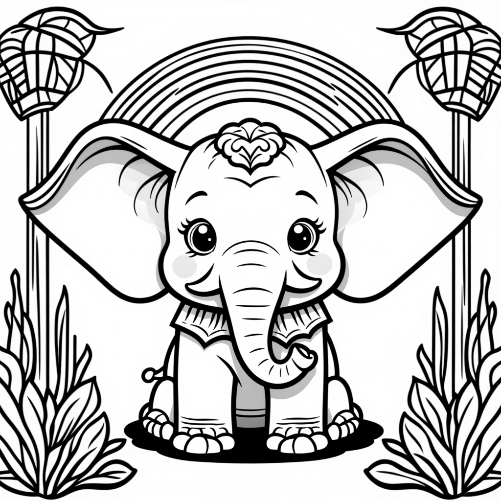 Dumbo The Elephant With Rainbow Chibi Style