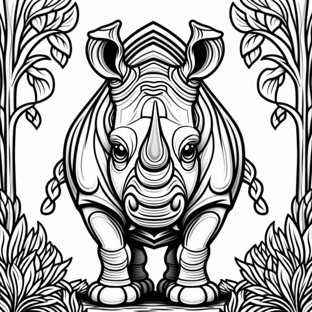 Rhino Standing Proud With Rainbow