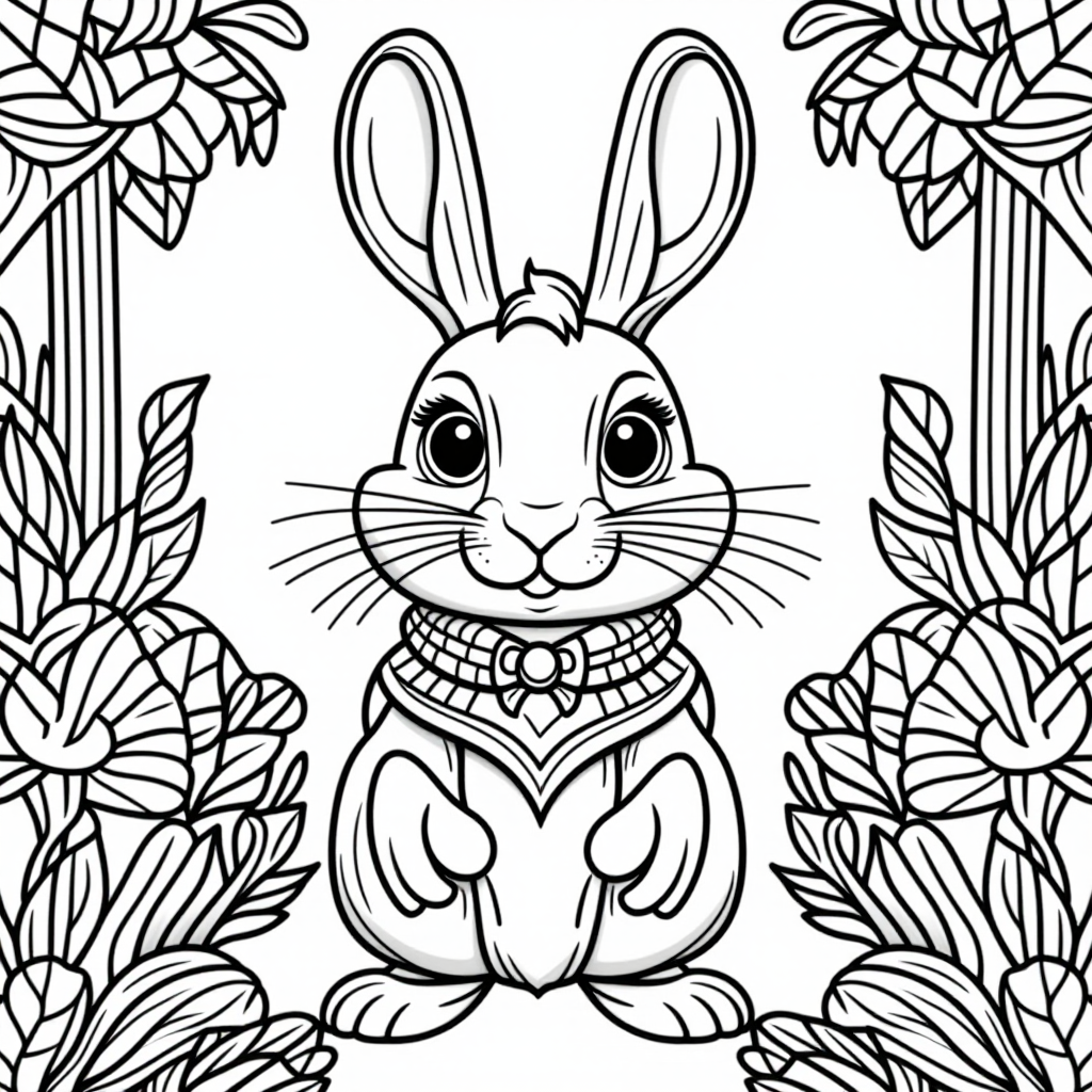 Thumper The Rabbit In A Garden Cartoon Style