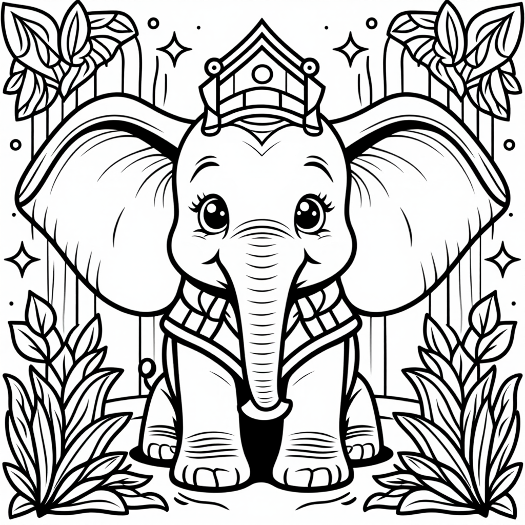 Dumbo The Elephant Smiling Cartoon Style