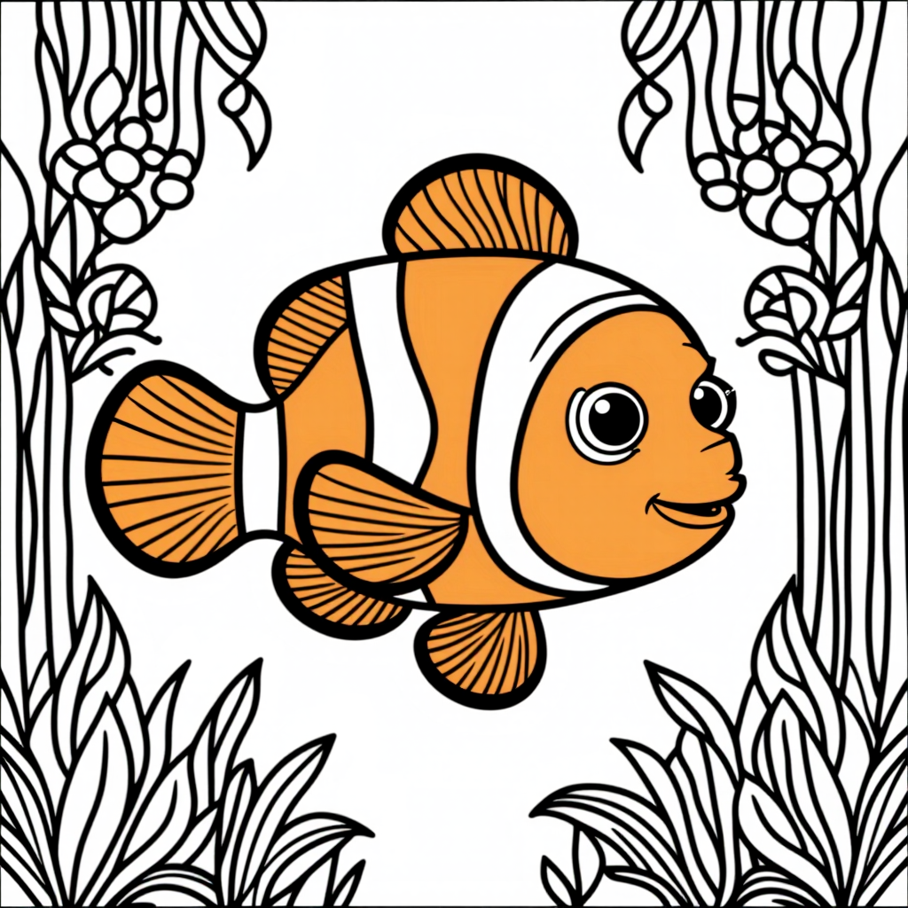 Nemo The Clownfish In A Garden Cartoon Style