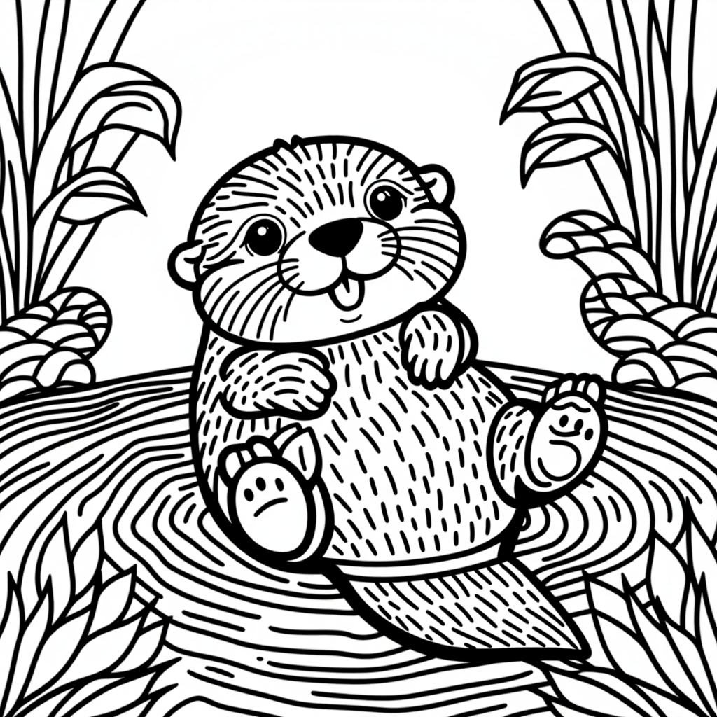 Otter Floating Playing Happily Cute Kawaii Style