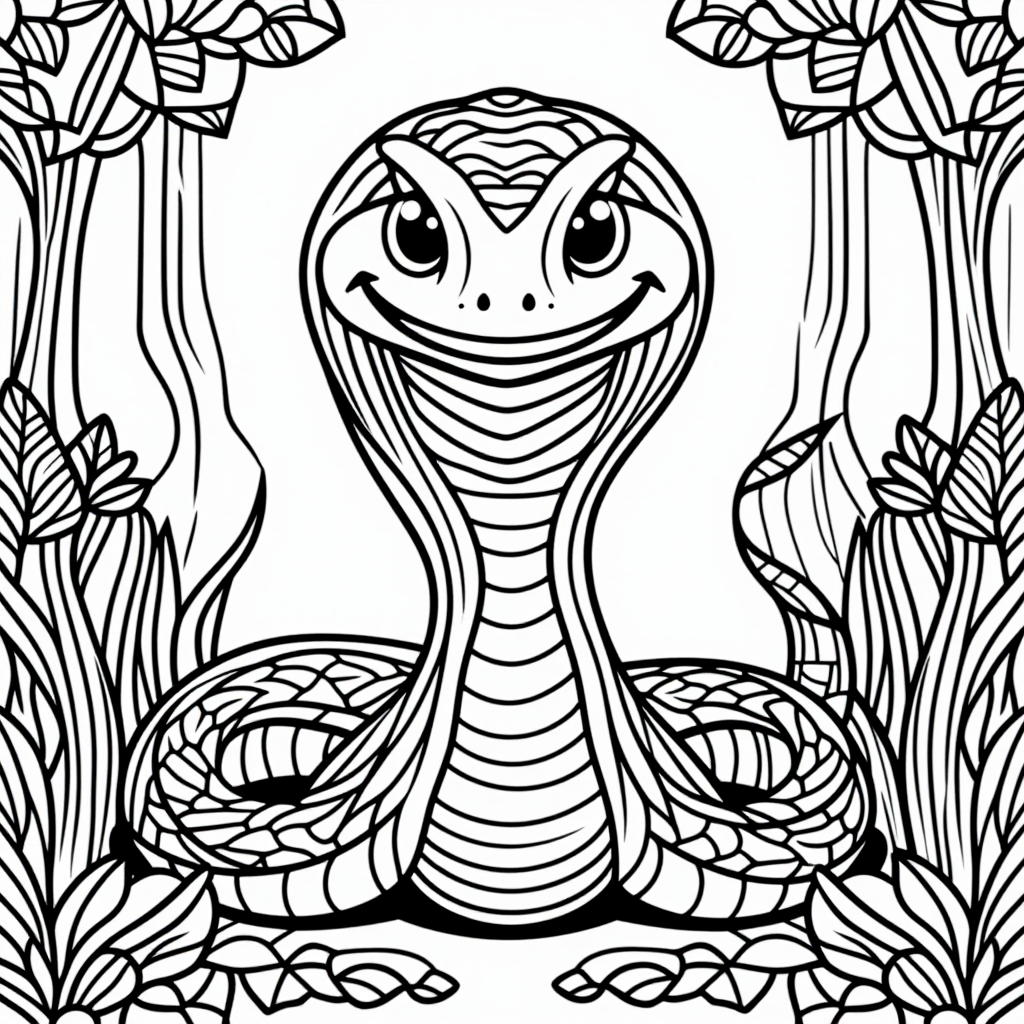Kaa The Snake Smiling Whimsical Style