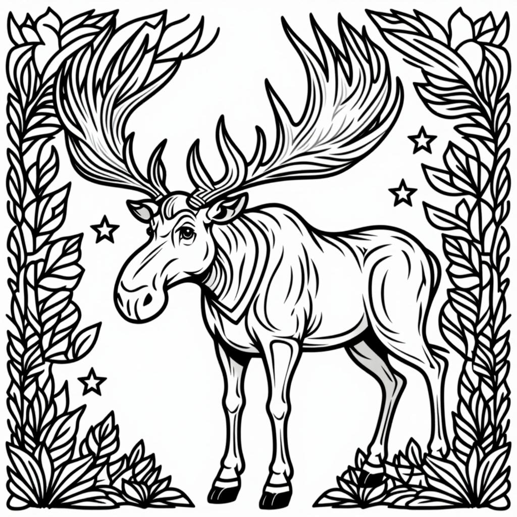 Moose With Antlers With Stars