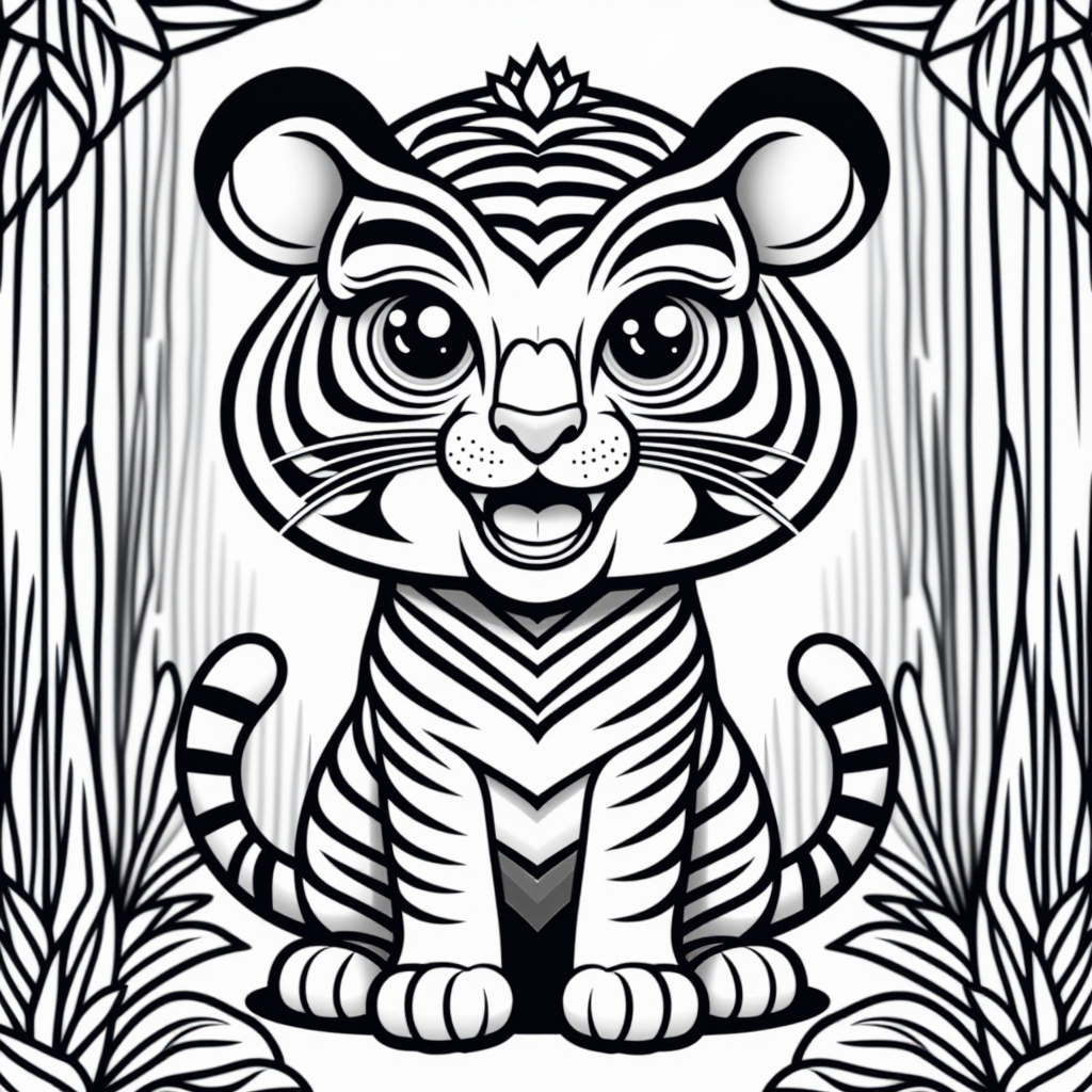 Shere Khan The Tiger Playing Happily Chibi Style